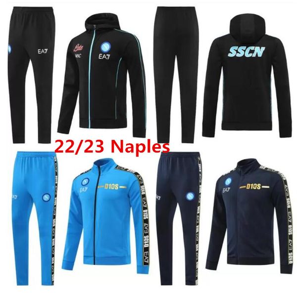 

22 23 ae7 d10s napoli tracksuit jacket soccer jersey zielinski 2022/23 ssc naple long zipper set veste training suit uniform, Black