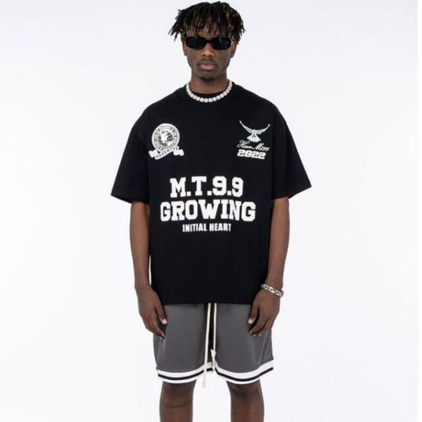 

men t-shirt oversize cotton letter printed t shirt hip hop summer short sleeve tshirt, Black;brown
