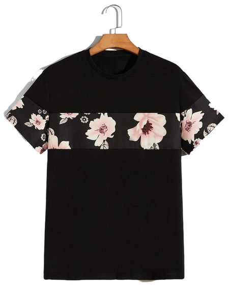 

men floral print tee q8lz#, White;black