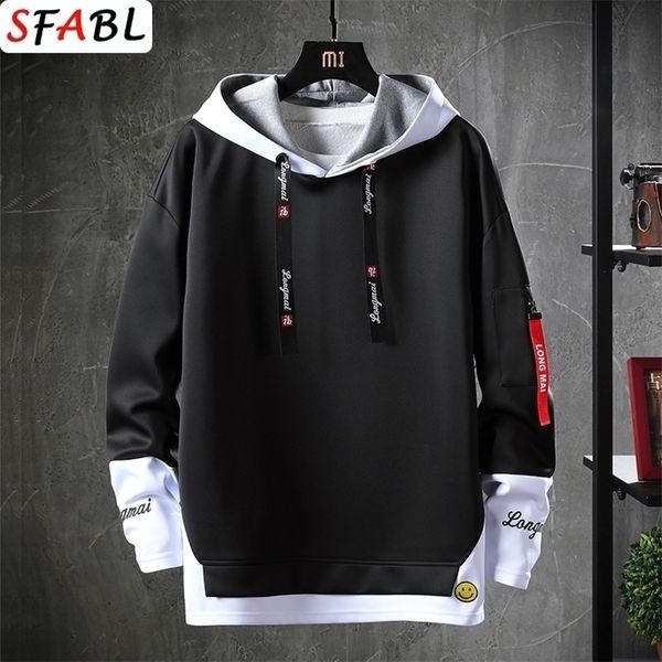 

sfabl letter printed mens hoodies japanese style hip hop casual sweatshirts streetwear male hoodies hipster harajuku 201130, Black