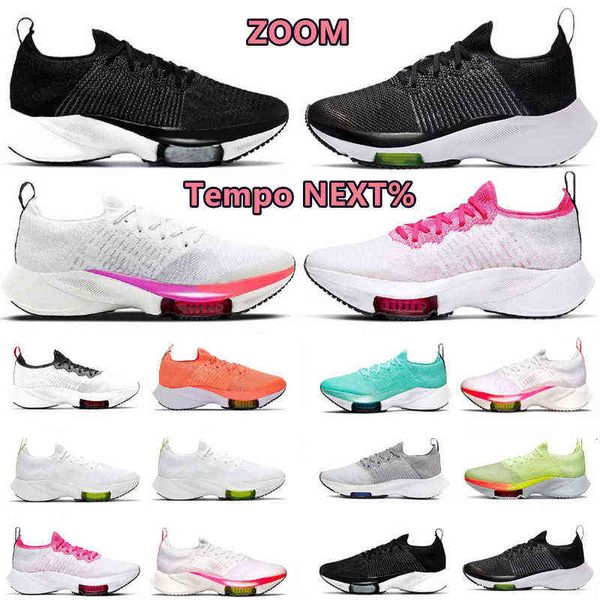 

zoom tempo next% men women running shoes fly knit black white ge grey blue hyper violet turquoise university red rose pink mens trainers
