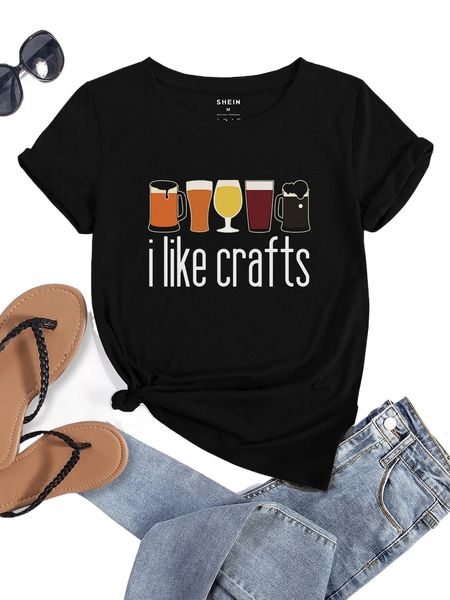 

beverage & slogan graphic tee q5qe#, White