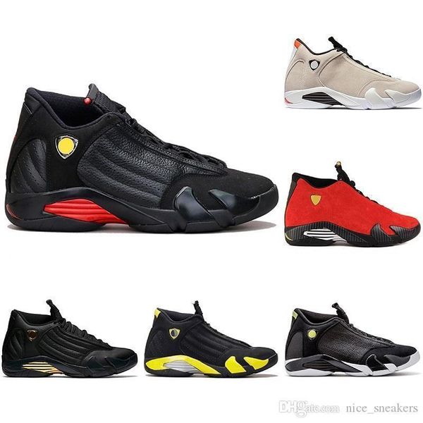 

men the last s14 14s basketball shoes desert sand dmp black toe red suede indiglo thunder mens trainers sneakers us 8-13