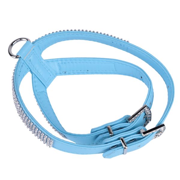 

pet dog harness bling pu leather puppy dog collars control walk