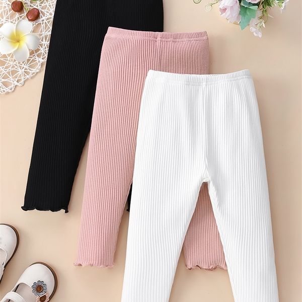 

baby 3pcs ribbed knit lettuce trim leggings she02, Blue