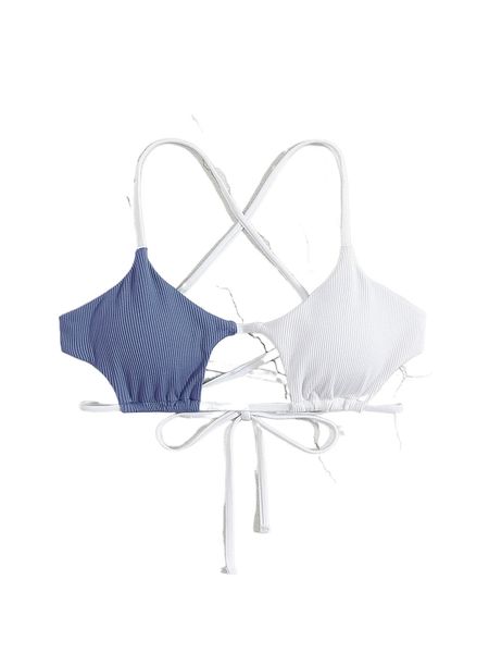 

colorblock rib tie back bikini g7hi#, White;black
