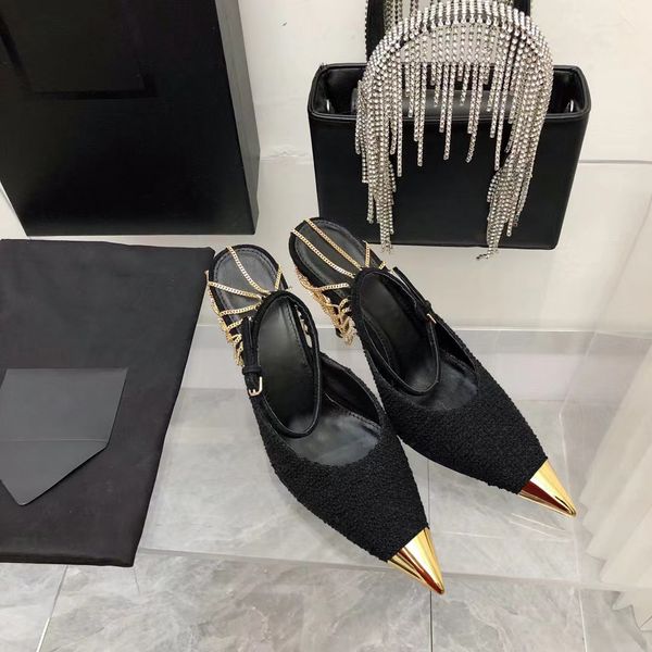 Роскошь дизайнеры каблуки женские женские туфли Fahion Heel заостренные сандалии Высококачественная вечеринка свадебная обувь удобная леди сандал классический универсальный стиль хороший