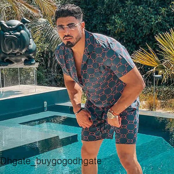 

men's luxury casual shirts men tracksuits hawaiian sets printing summer short sleeve button shirt fashion beach shorts tees streetwear, White;black