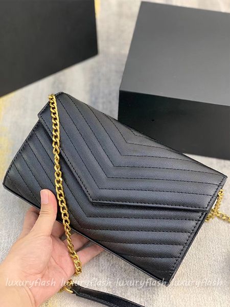 

woc women designer crossbody bags luxurys envelope messager bag caviar cowhide chain classic wallets card purses shoulder purse leather whol