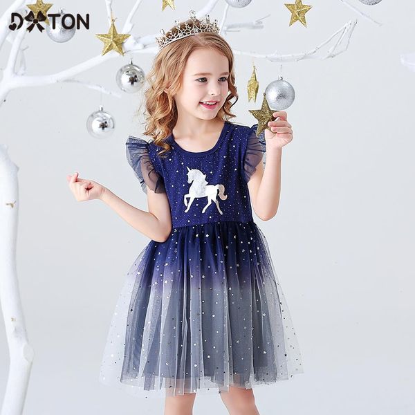

girls clothes summer princess dresses flying sleeve kids dress unicorn party children clothing 3-8y, Red;yellow