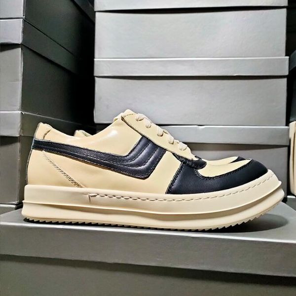 2022 Stivali da uomo Low Top in pelle di vitello nappa Scarpe con gancio grande Pelle di vitello di grandi dimensioni Fondo spesso Lace_Up Scarpe da tavola da uomo taglia 38-47