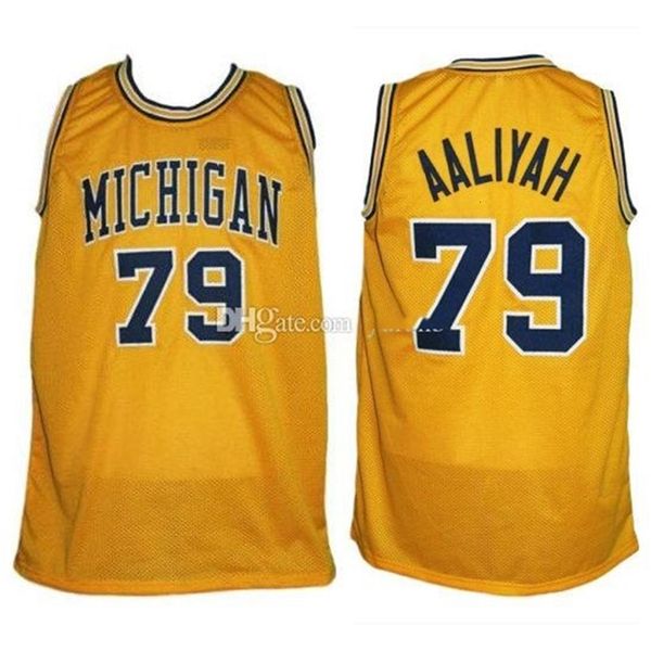 Nikivip Michigan Wolverines College Aaliyah #79 Jersey Retro Amarelo Jersey Basketball Jersey Men's Stitched Number Name Jerseys