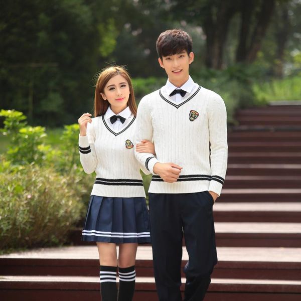 Roupas Define uniformes escolares de inverno Homens e mulheres Estudantes japoneses College for Girls meninos vestidos de trajes de mancha de xadrez plissado