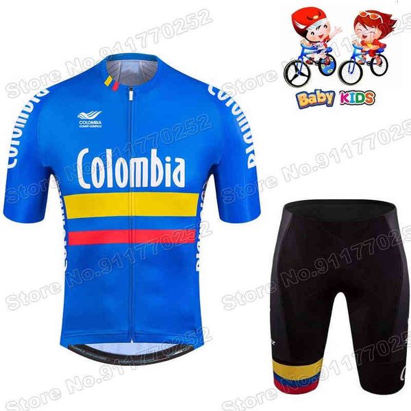 

2021 kids colombia cycling jersey sets boys girls cycling clothing children mountain road race bike shirts suit pants mtb maillot, Black;red
