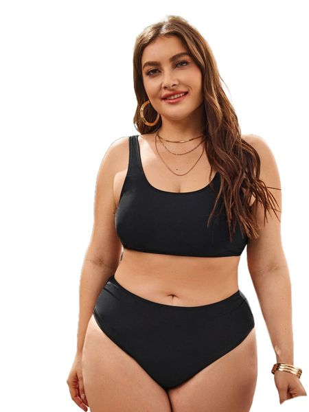 

plus solid high waist bikini swimsuit q0gr#, White;black