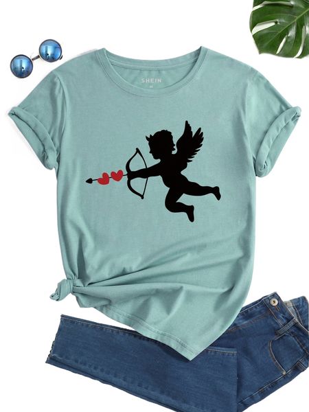 

heart & cupid print tee t8on#, White