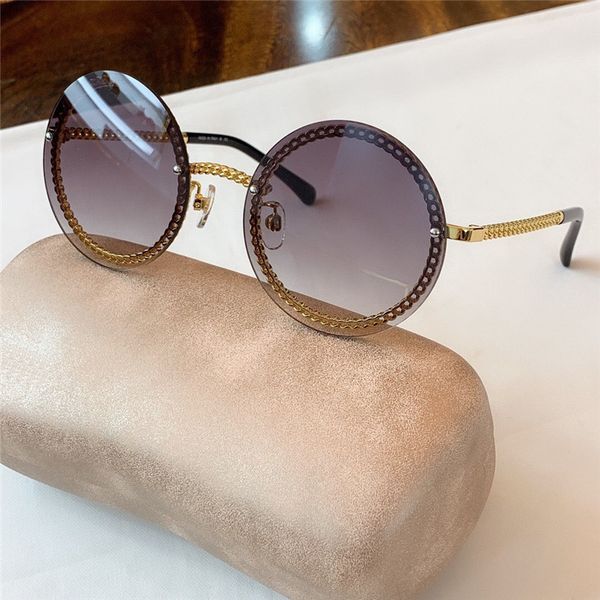 

new fashion design sunglasses 4245 round lens metal frame rimless popular and versatile style outdoor uv400 protection glasses quality, White;black