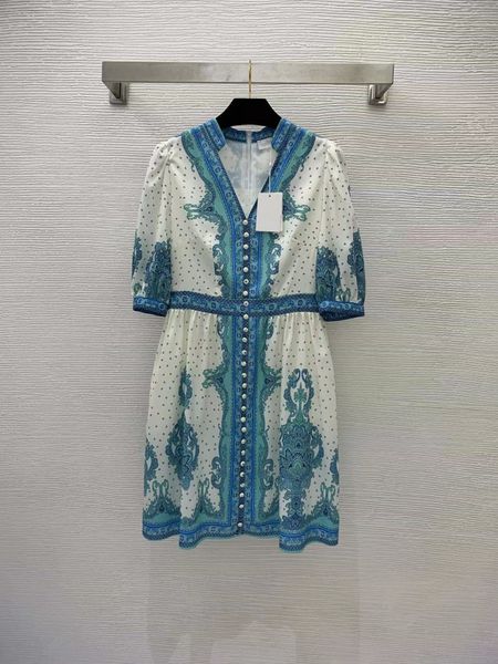 

2022 summer autumn v neck fashion print milan runway dress designer dresses brand same style sundress 0512-9, Black;pink