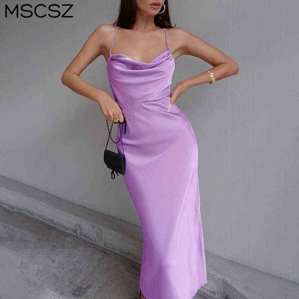 

elegant spaghetti strap long party dress women cut out backless satin dress summer midi dress gown 2021 t220816, Black;gray
