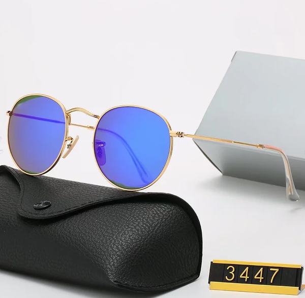 

round ray ban frame aviator sunglasses beach driving glasses sunshade party goggles men's women's sunglasses uv400 with cases, White;black