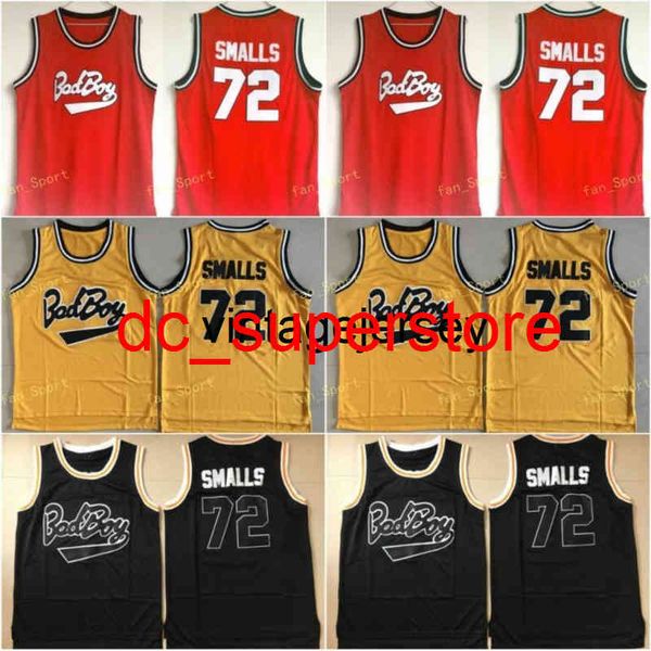 Biggie SMALLS # 72 BAD BOY Notorious Big Movie Jersey Mens 100% maglia da basket cucita giallo rosso nero mix ordine