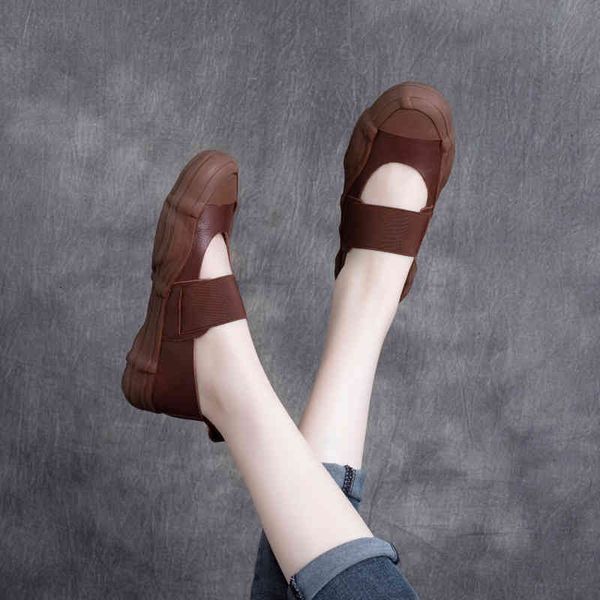 

sandals spring handsome cowhide college style round head loose tight flat heel cover foot shallow mouth single shoe f3ab, Black