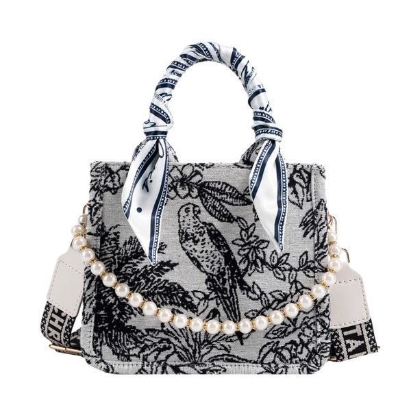 

luxury designer bags denim tote bag pearl chain handbag embroidered silk scarf bag oil painting pack fanny packs mini handbags simple should