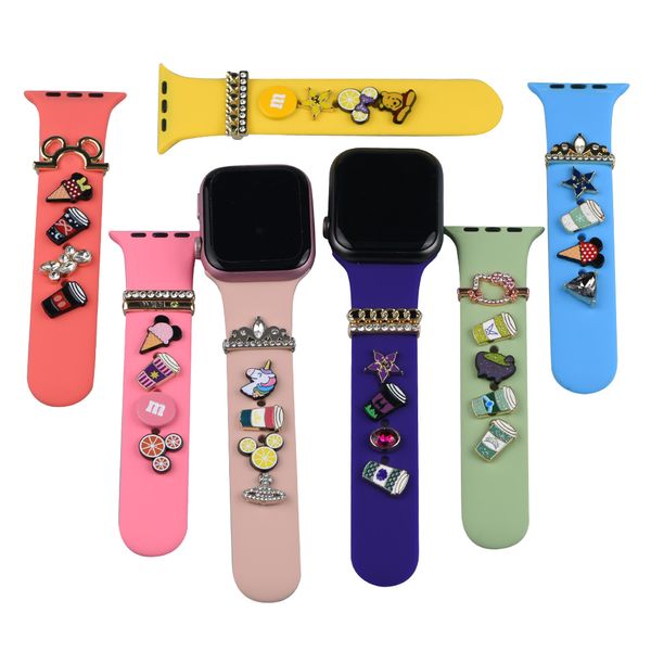 Bereiter Lagerbestand Luxus-Designer-Uhrenarmband Dekorative Charms für Apple Iwatch Silikonarmband Großhandel Metallornament Beindekor Nägel passendes Uhren-Sportarmband