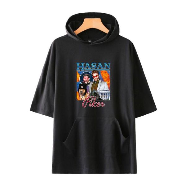 T-shirt da uomo Hasan Piker Felpa con cappuccio a maniche corte Unisex Uniforme da pallavolo Maglietta hip-hop Felpa con cappuccio Felpa casual Maglietta estiva 2022Uomo