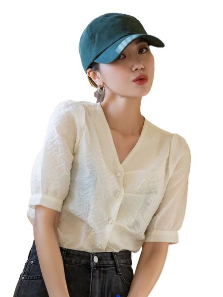 

dazy pearls button front blouse h2bk#, White