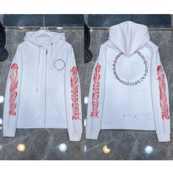 

brand fashion men's jackets designer luxury zipper sweatshirts horseshoe cross print ch hoodies men women coat casual pullover loose h, Black;brown