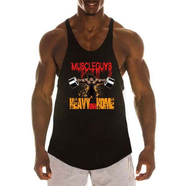 

bodybuilding stringer tank men fitness clothing y back gym sleeveless shirt cotton o neck sports stringer vest 220606, Gray