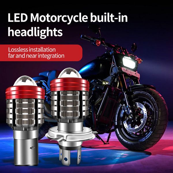 

h4 led bulb motorcycle headlight lighting ba20d led bulbs moto lens fog lights hi lo beam lamp motorbike laser headlights 3colors+strobe