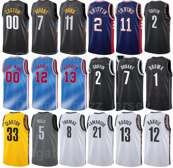 

basketball 75th print ben simmons jerseys seth curry andre drummond kyrie irving kevin durant joe harris blake griffin claxton aldridge, Black