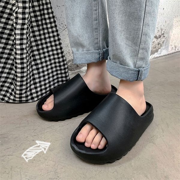 

women house slides bathroom slippers soft sole non-slip men slides flip flops indoor outdoor platform home shoes 220425, Black
