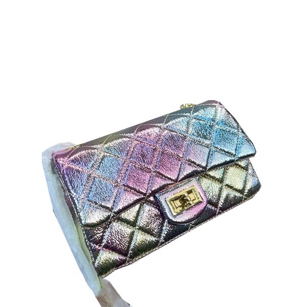

2022ss dyed rainbow gradient metal lambskin bags classic mini flap quilted real leather colorful mermaid princess purse outdoor sacoche desi