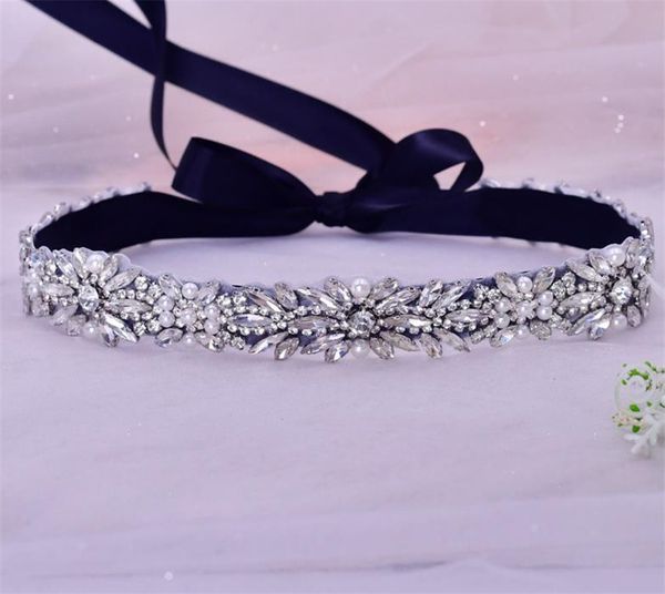 Accesorios de vestimenta nupcial de boda cinturones de cristal de rhinestona perlas fajas adornos joyas de joyas de moda cinturón de encanto blanco marfil marfil púrpura fajas negras