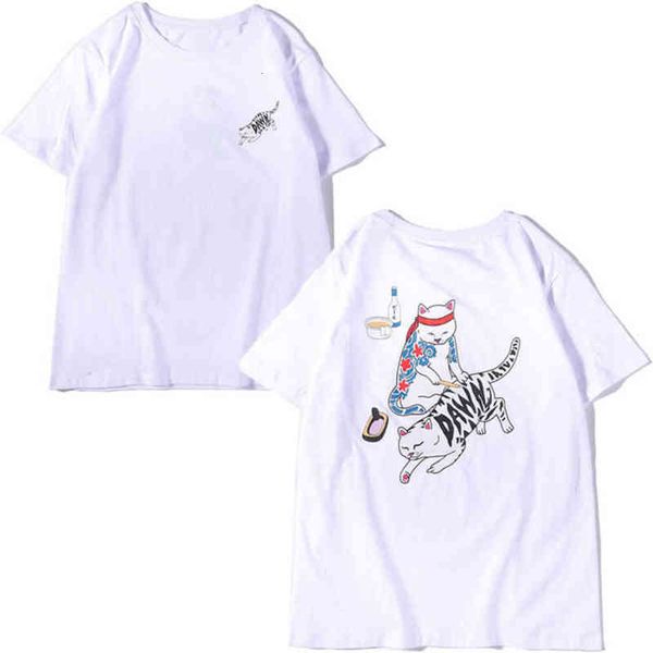 

classic fashion american brand ripndip mens t shirts designer animal cat t-shirts couple minority short sleeve summer women tshirt oversize, White;black