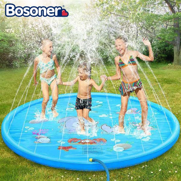 

170cm kids inflatable water spray pad round water splash play pool playing sprinkler mat yard outdoor fun pvc swimming pools 20092229h