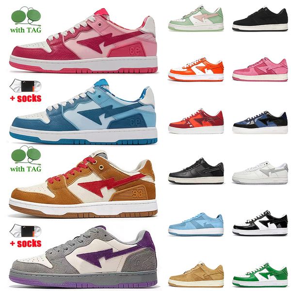 

fashion bapesta women mens bapestas shoes designer casual sneakers with socks a bathing baped sta sk8 abc camo pink white black m2 grey oran