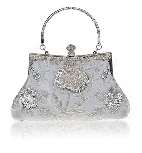 Borse da sera Fine Fashion Ricamo Fiore Frizioni Donna Retro Matrimonio Festa Borse da sposa Rosso Viola Blu Borsa PochetteSera