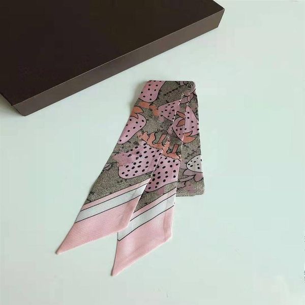 

silk scarf for women letter chain printed handle bag ribbons brand fashion head scarf small long skinny scarves270t, Blue;gray