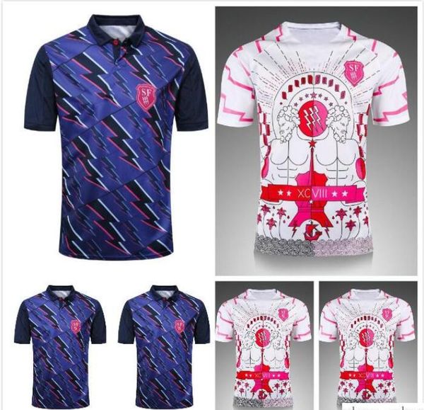 

2021 paris national team rugby jersey 18 19 men's home court away game jerseys souvenir t-shirt uniform size:s--3xl, Black;gray
