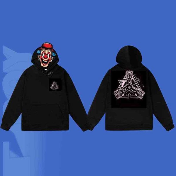 

designer palaces fashion couple sweater men's hooded triangle print autumn thin high street trend long sleeve coat tee jacket, Black