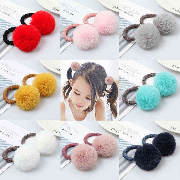 

2pcs cute imitation water ball hair ring girl rubber band elastic hair bands korean headwear children hair accessories ornaments aa220323, Pink