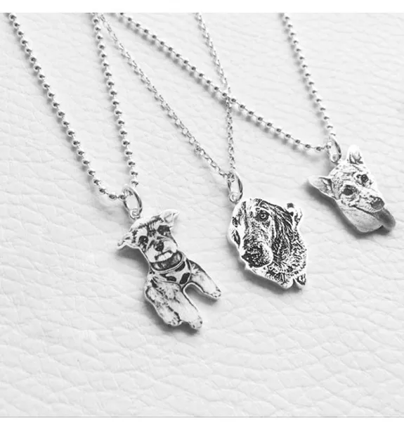 Collane con ciondolo Personalizzato Pet Po Nome inciso Desiderio Targhetta per cani in argento sterling 925 per donna Uomo Regalo di Natale commemorativo