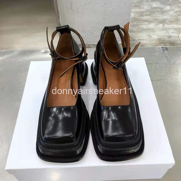 

dress shoes high set square head with thick sole and heel single shoes women's lefu net red same style shallow mouth heightening, Black