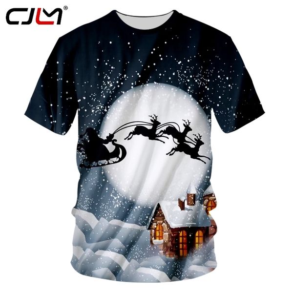 

winter christmas man animal tshirt 3d printed moon and elk personality harajuku mens o neck tshirt selling 6xl 220623, White;black