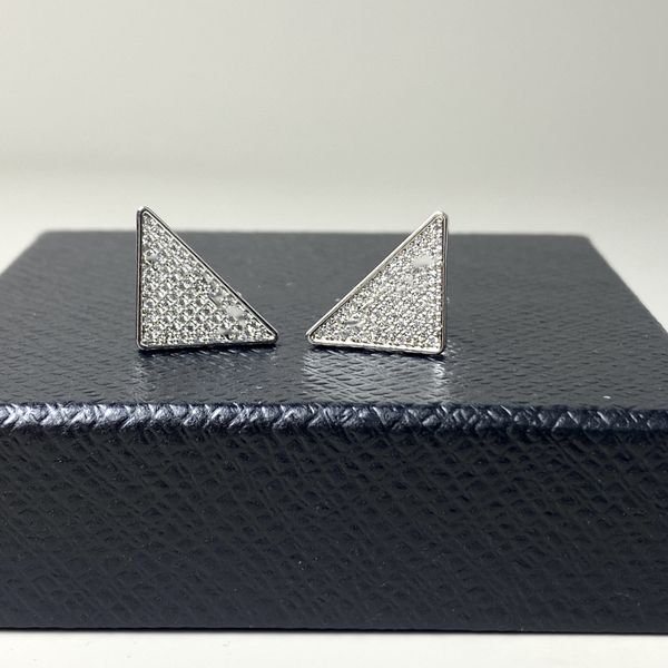

designer women charm earrings diamond fashion 925 sliver jewelry triangle, Golden