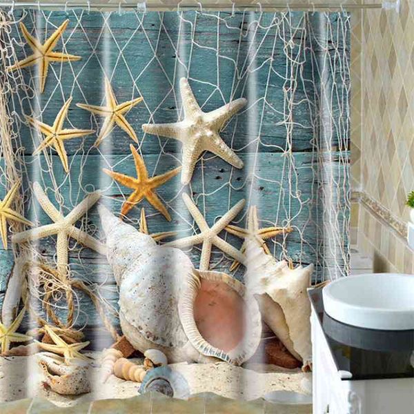 Tenda da doccia impermeabile 3d Paesaggio Cartoon Animal Tenda modello squisito per il bagno Accessori da bagno di alta qualità 210402